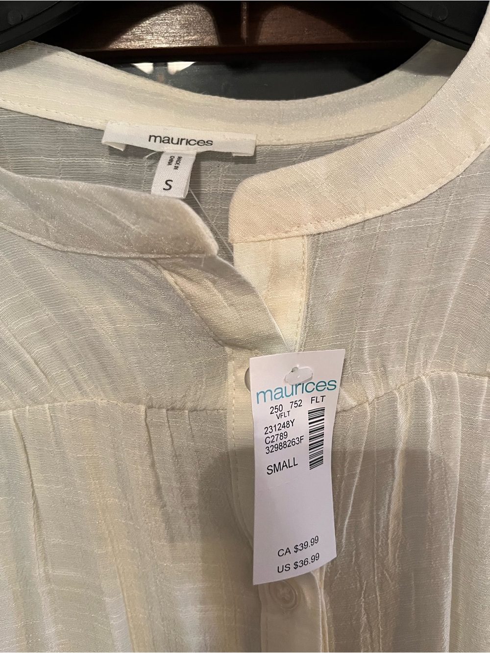 Maurices Cream Ruffle-Sleeve Button Front Blouse - Picture 3 of 3